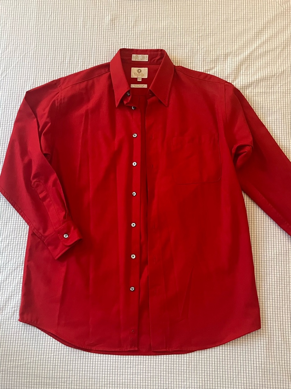 Vintage red Viyella cotton-wool dress shirt